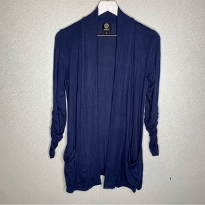Bobeau Blue Open‎ Front Cardigan Ruched Sleeves Size Small